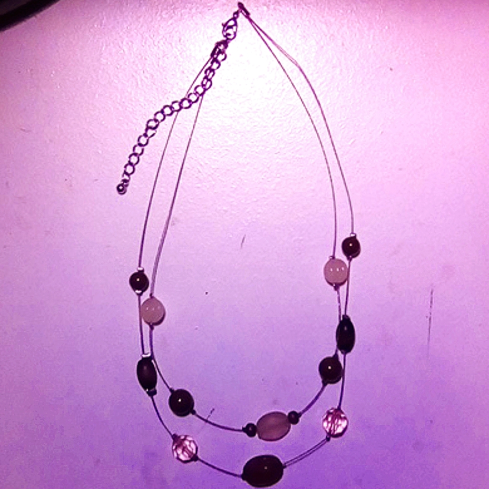 Double wire beaded necklace